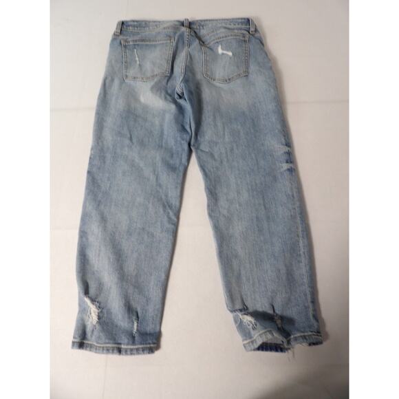 Willow + Root Jeans Midrise Girlfirend Sz 32 Distressed Cropped Blue Denim Stret - Picture 4 of 15